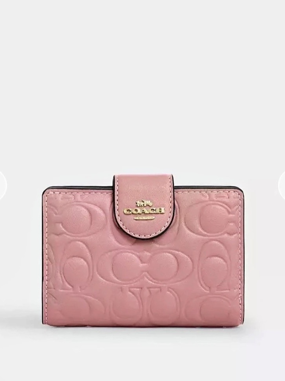 Coach Mdm Crn Zp Sig Lth Zip Wallet in Pink NWT